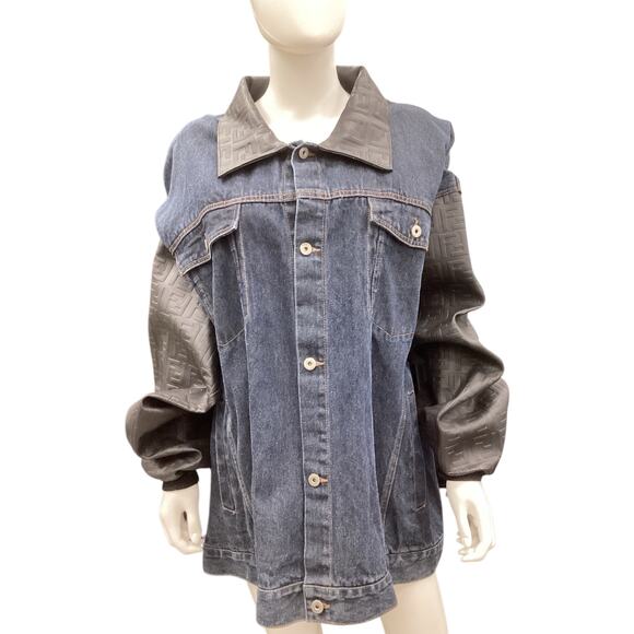 Dapper Dan VTG Authentic 90s Denim Leather Jacket US Size 3X - Picture 4 of 7